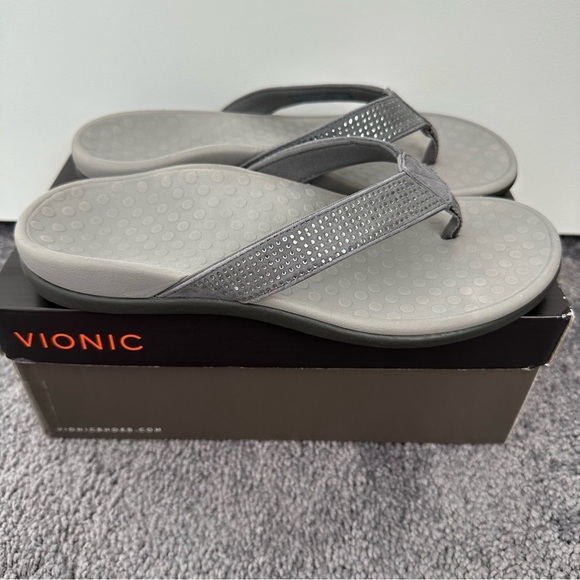 Vionic Flip Flops Tiders - Gray/Silver Rhinestones - Picture 5 of 6
